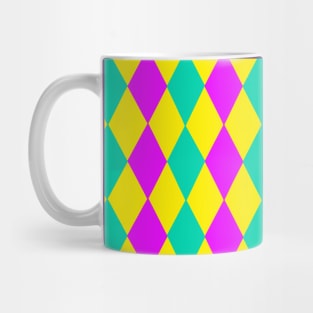 Teal, Purple Yellow Mardi Gras Diamond Harlequin Pattern Mug